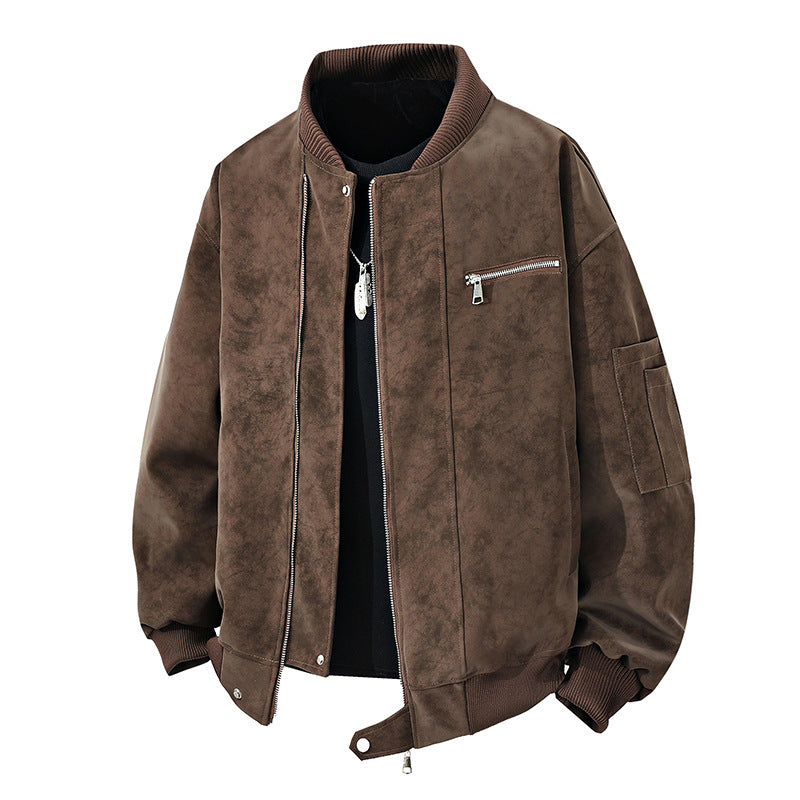 Men's Trendy Bomber Jacket in Vintage Look with Practical Zipper and Stylish Details Lisslune