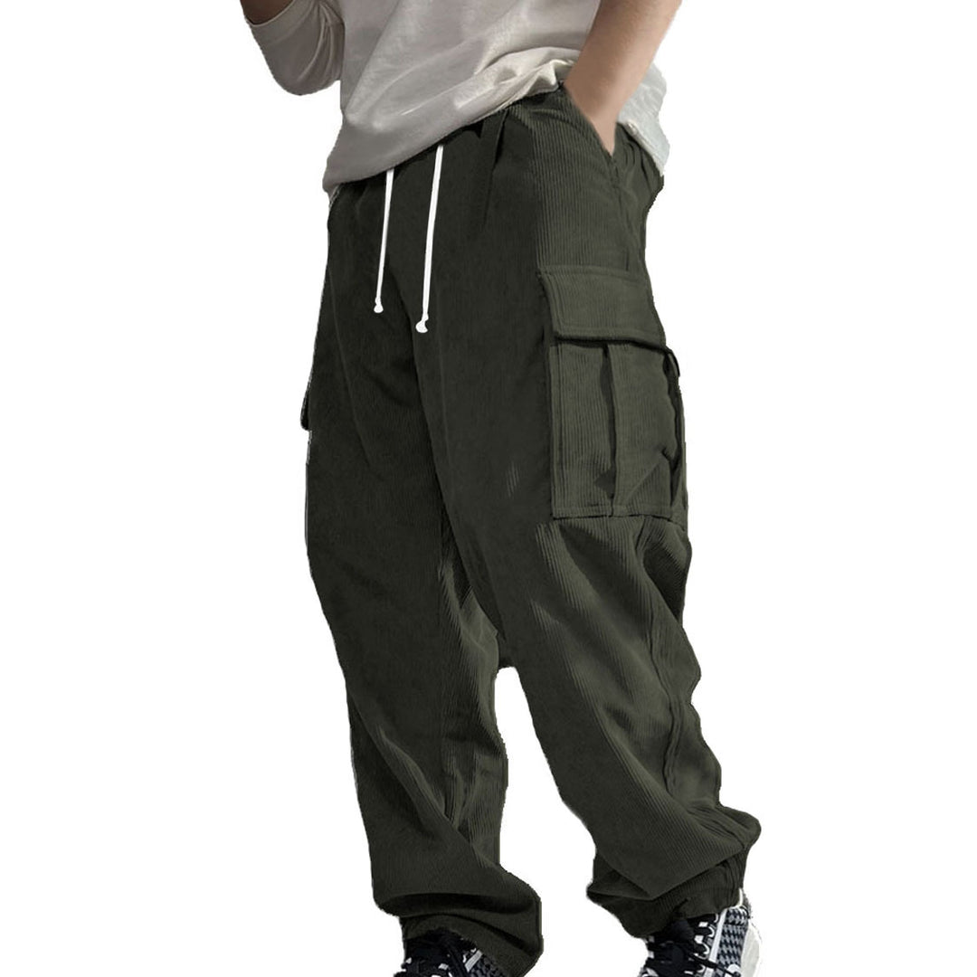 Men's Stylish Cargo Pants with Side Pockets and Elastic Waistband Lisslune