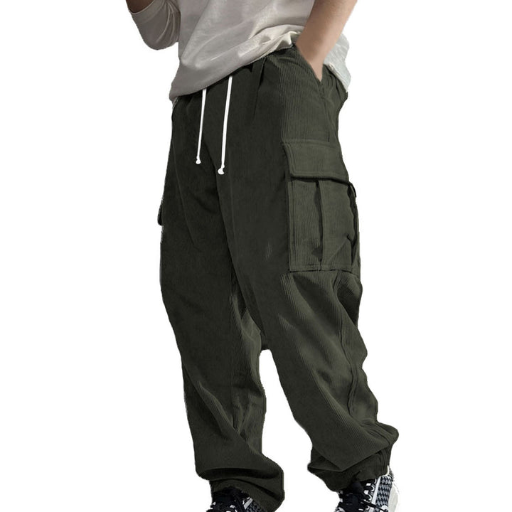 Men's Stylish Cargo Pants with Side Pockets and Elastic Waistband Lisslune