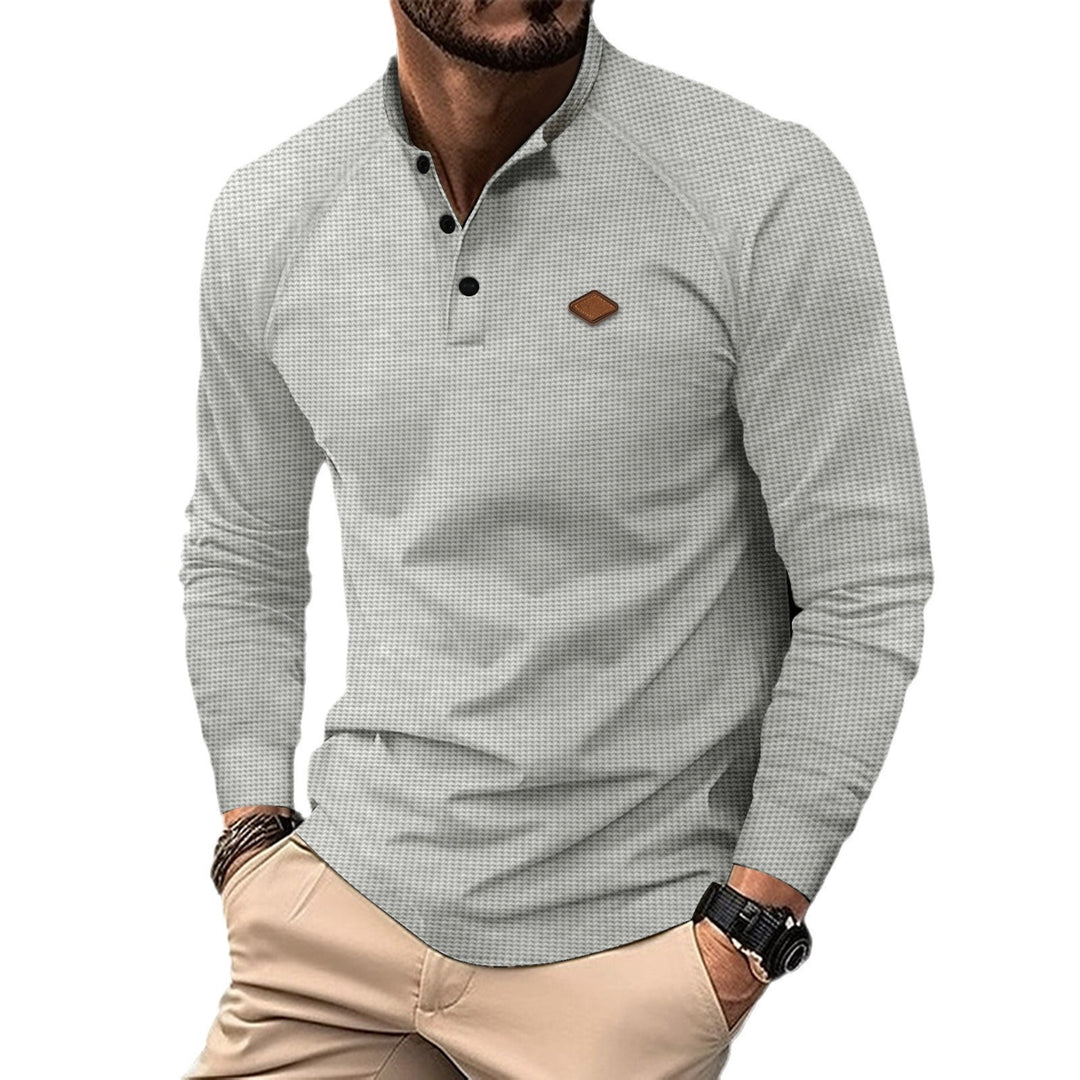 Men's long sleeve shirt with textured design and fashionable Henley neckline Lisslune