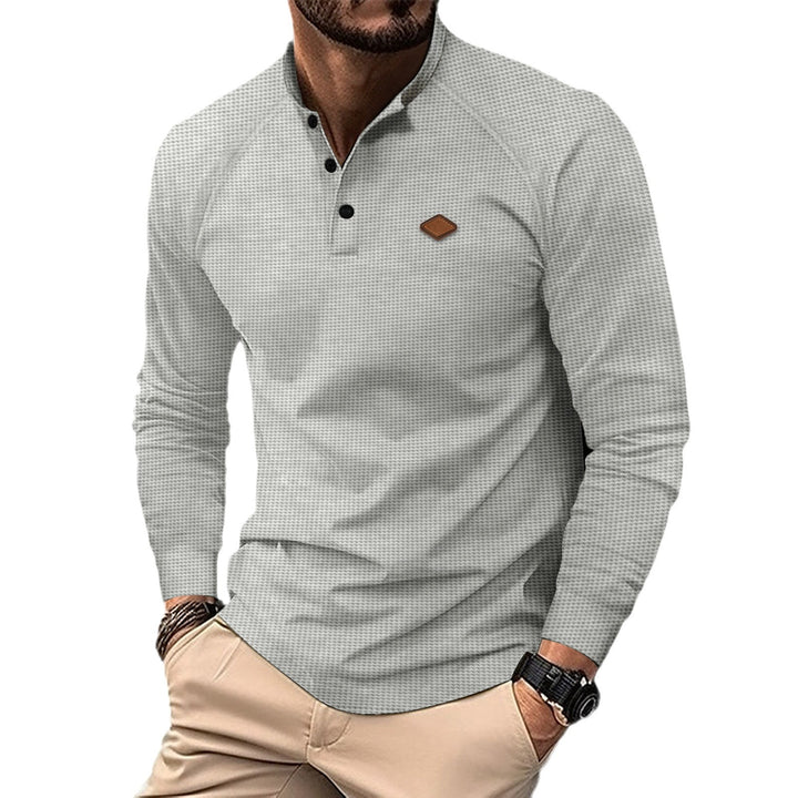 Men's long sleeve shirt with textured design and fashionable Henley neckline Lisslune