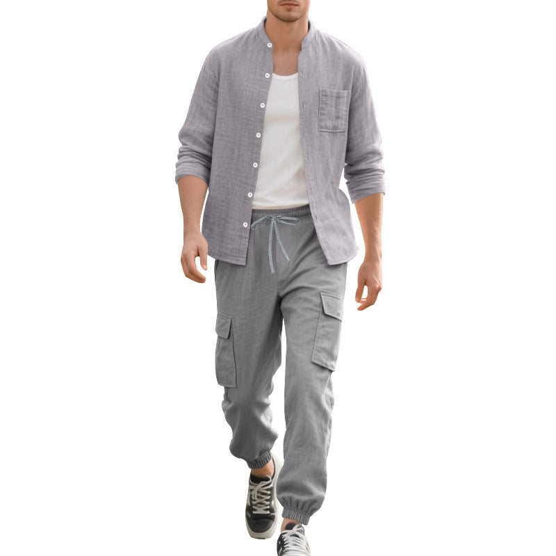 Men's casual cargo pants with elastic waistband and practical side pockets Lisslune