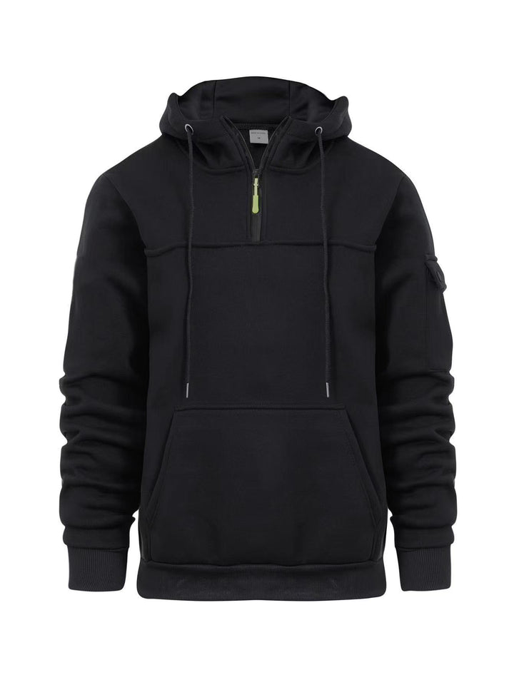 Men's Hoodie with Structured Cut and Functional Zip Pockets Lisslune