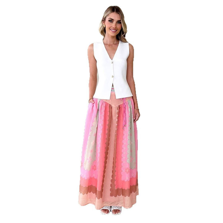Ladies maxi skirt with playful embroidery and elastic waistband Lisslune