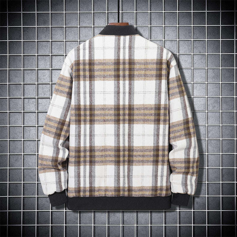 Men's Quilted Bomber Jacket with Checked Pattern Lisslune