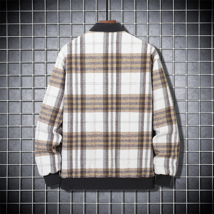 Men's Quilted Bomber Jacket with Checked Pattern Lisslune