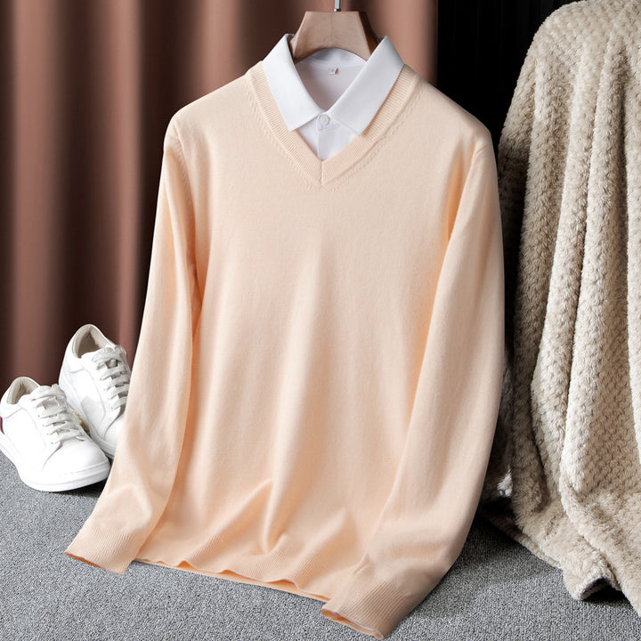 Men's Pullover with V-Neck and Fine Knit Structure Lisslune