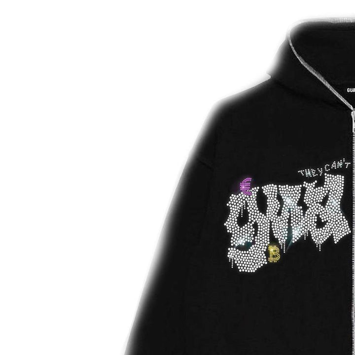 Women's hoodie with elegant glitter design and full-length zipper Lisslune