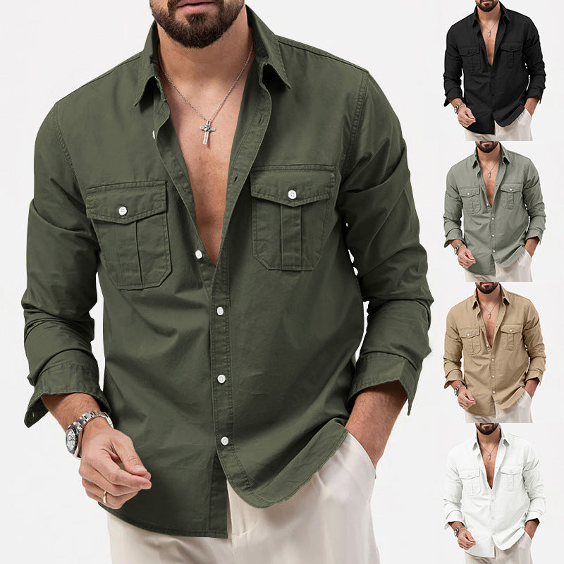 Men's cotton shirt with patch pockets Lisslune