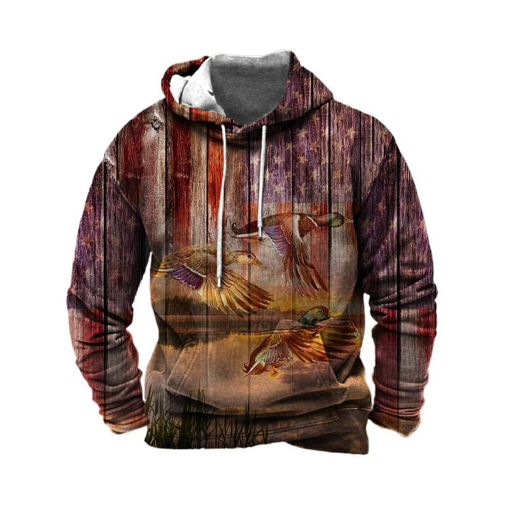 Men's hoodie with impressive wildlife print and patriotic accents Lisslune