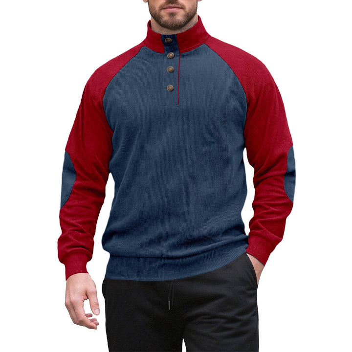 Men's knitted sweater with modern stand-up collar and button placket Lisslune