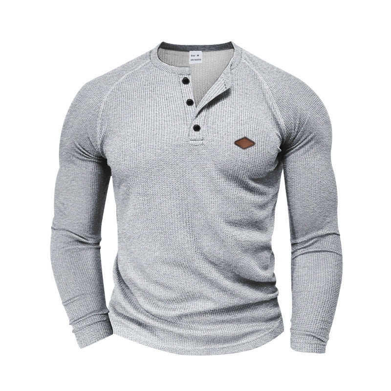 Men's Long Sleeve Shirt with Textured Fabric and Fashionable Button Details Lisslune