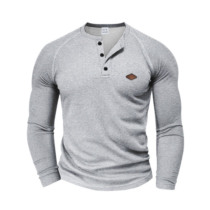 Men's Long Sleeve Shirt with Textured Fabric and Fashionable Button Details Lisslune