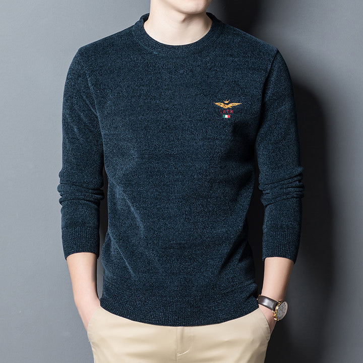 Men's high-quality round neck sweater with fine knit design Lisslune