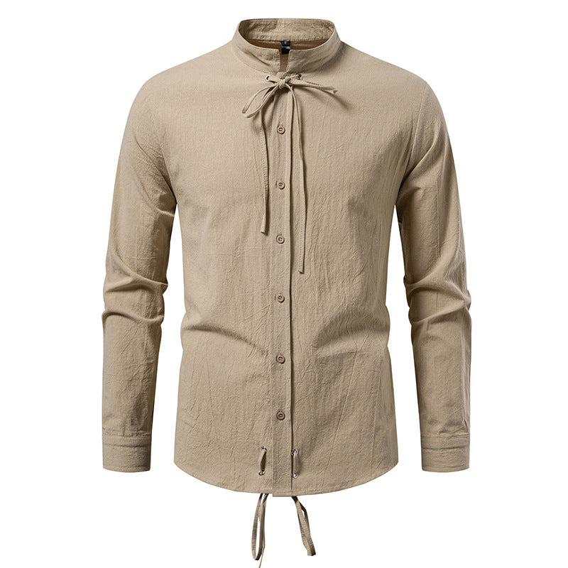 Men's shirt with modern stand-up collar and flexible lacing Lisslune