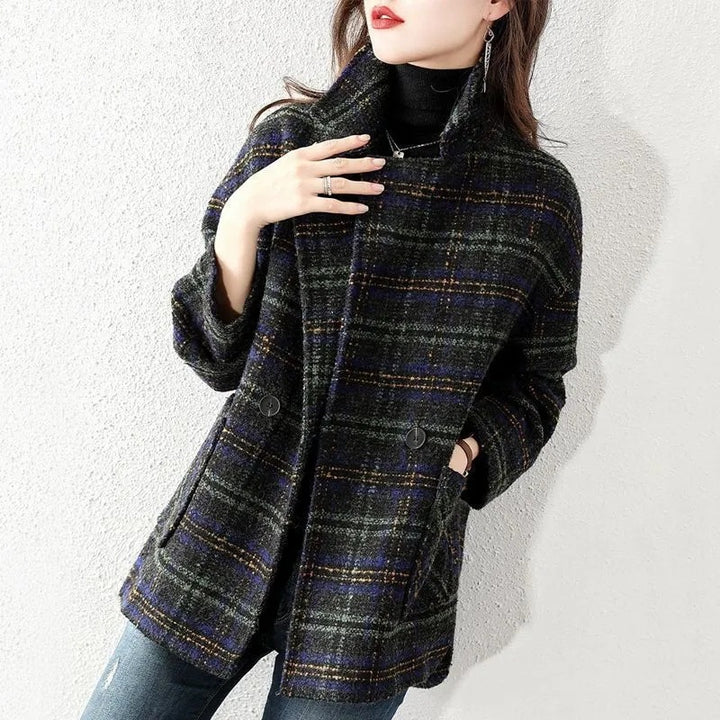 Women's Classic Check Jacket in Fashionable Oversized Style Lisslune