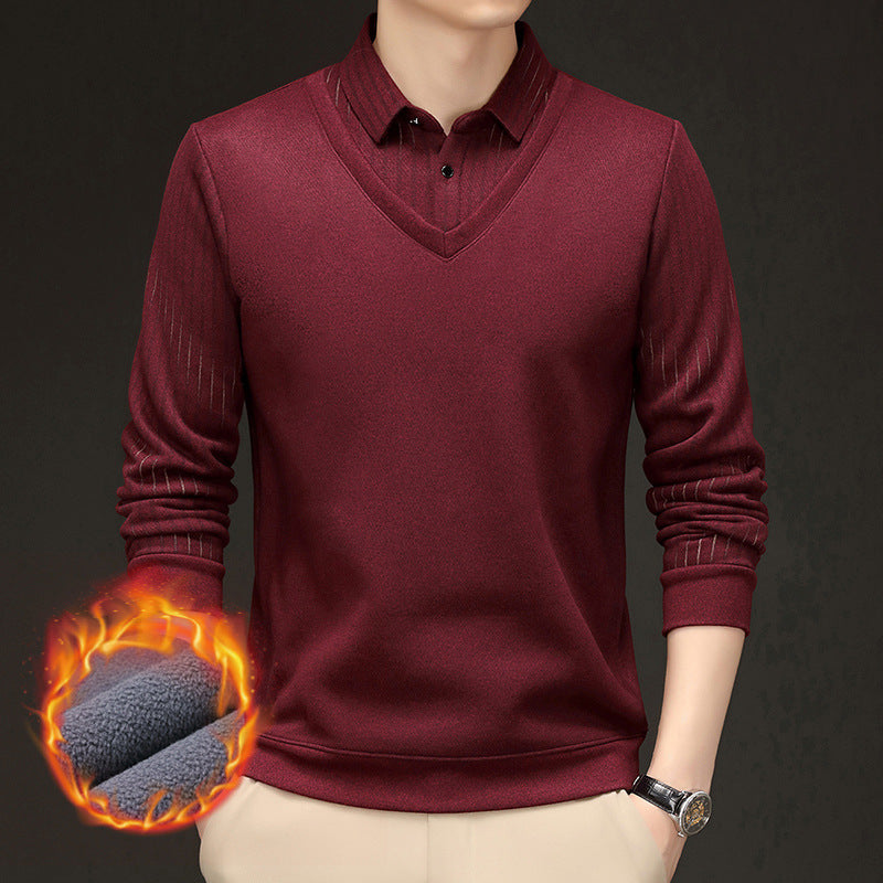Men's V-Neck Sweater with Textured Design Lisslune