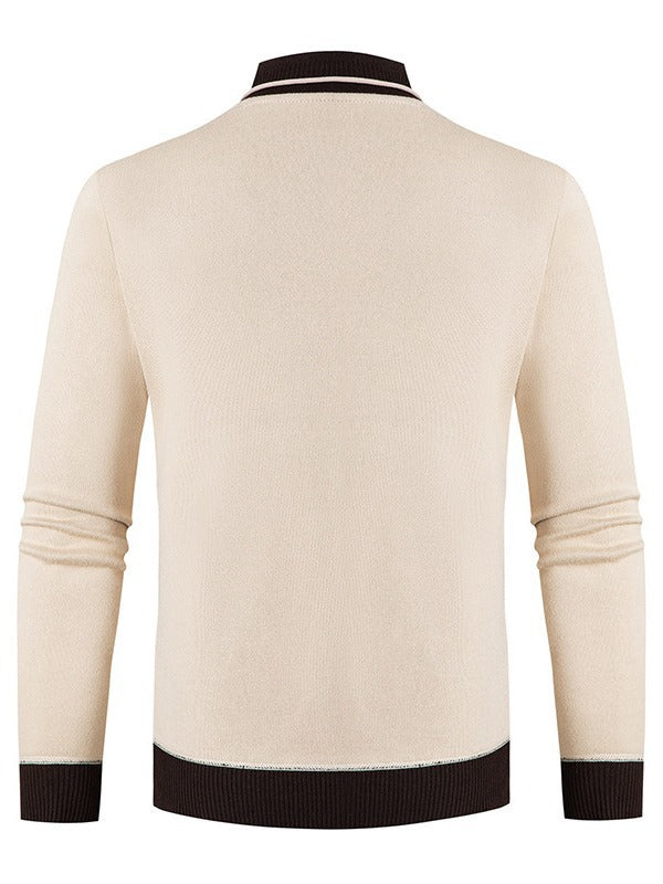 Men's fashionable sweater with asymmetrical collar and button detail Lisslune