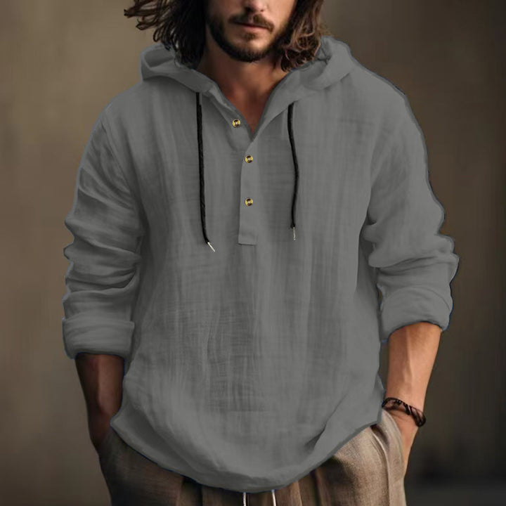 Men's casual hoodie with button placket and comfortable fit Lisslune