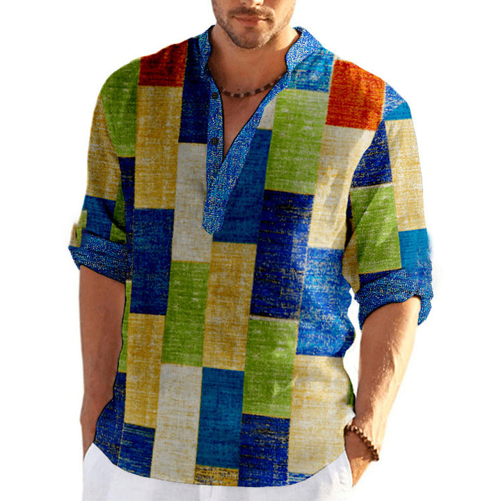 Men's Casual Short Sleeve Shirt in Modern Check Pattern Lisslune