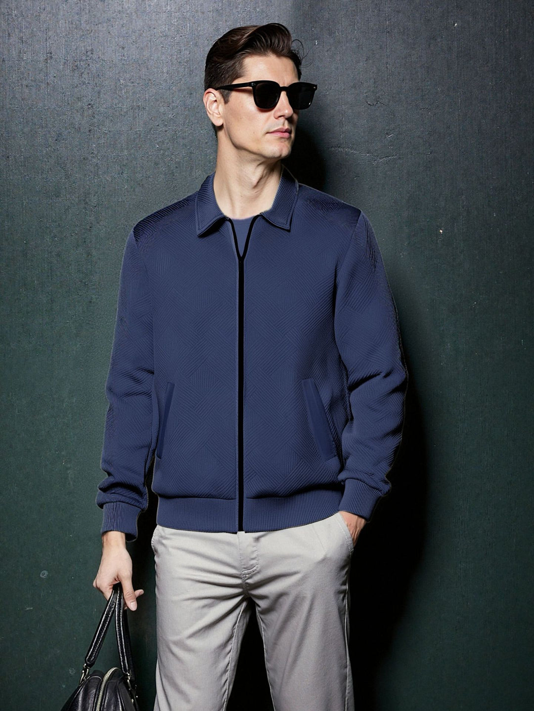 Men's sporty jacket with textured design and modern collar Lisslune