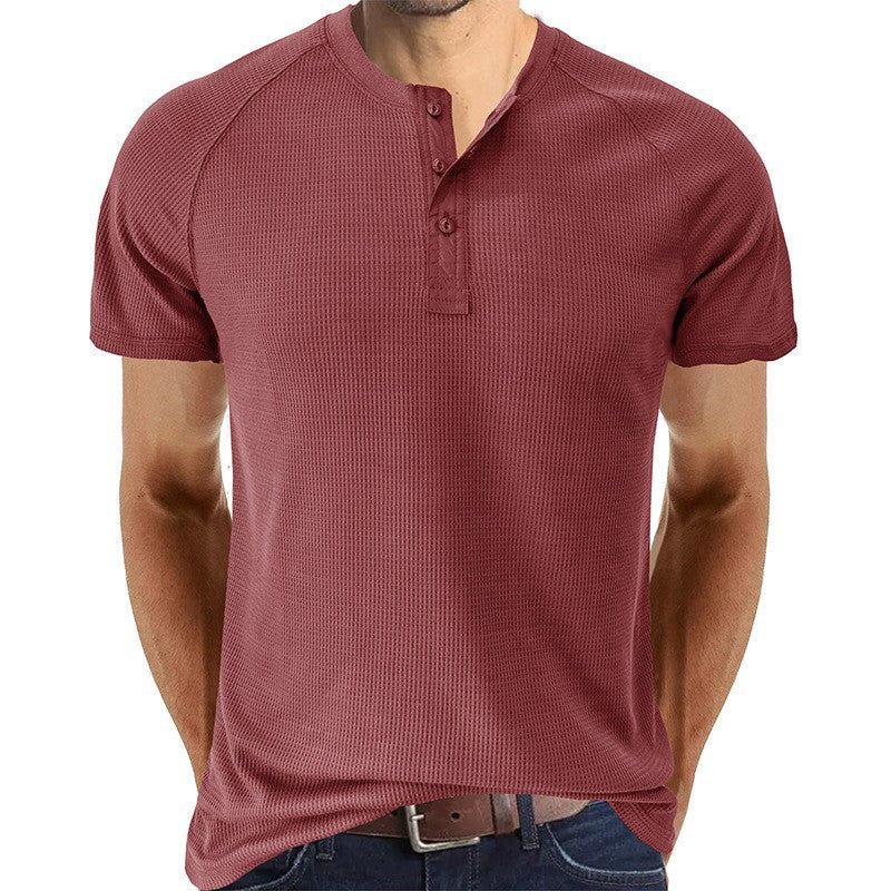 Men's short-sleeve shirt with fashionable button closure and textured fabric Lisslune