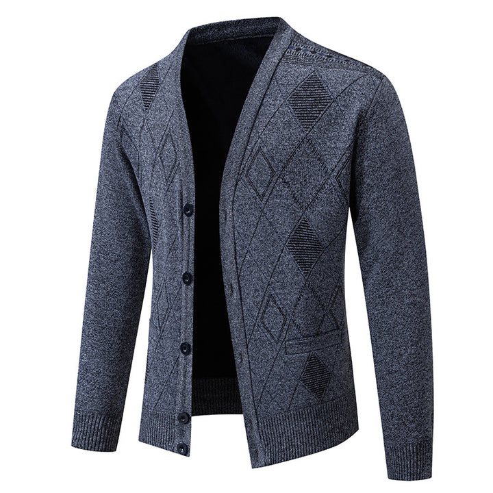 Men's stylish cardigan with V-neck and textured pattern Lisslune