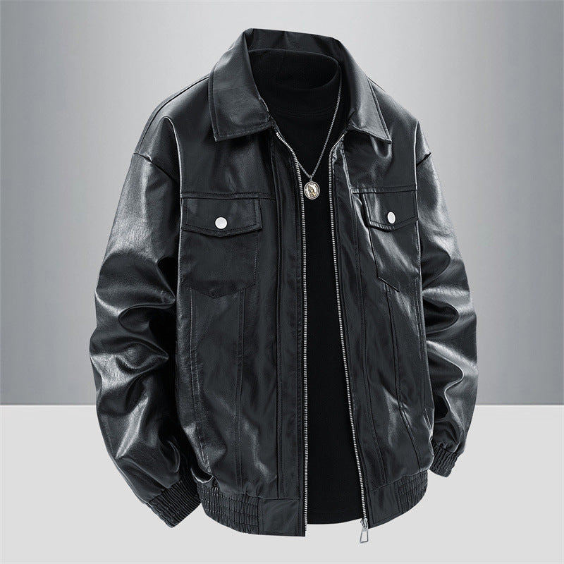 Men's Casual Synthetic Leather Jacket with Sporty Cut Lisslune