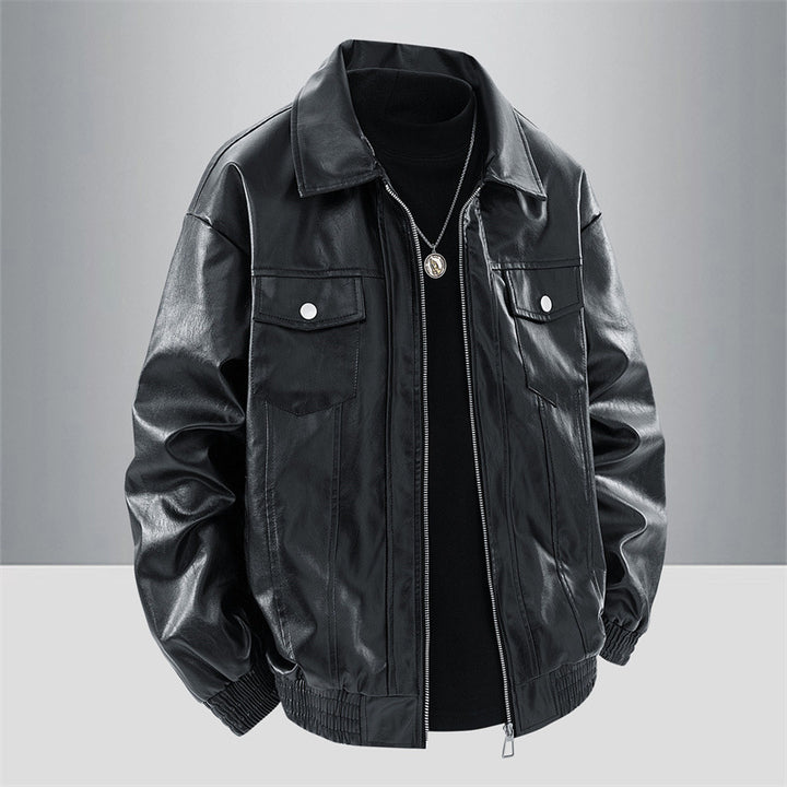 Men's Casual Synthetic Leather Jacket with Sporty Cut Lisslune