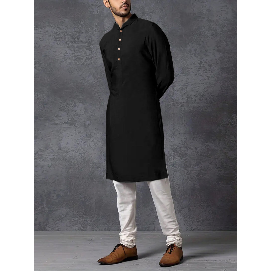 Men's Kurta with a Rising Collar and Decorative Wooden Buttons Lisslune