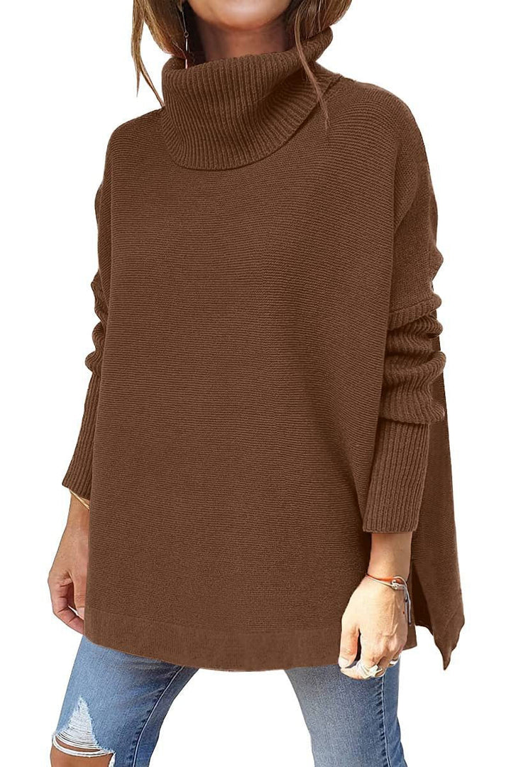 Damen Oversize Rollkragenpullover mit Strukturiertem Strickdesign Lisslune