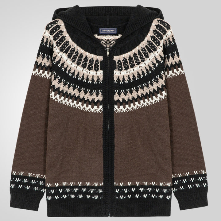 Men's cardigan with traditional Norwegian pattern and practical zipper Lisslune