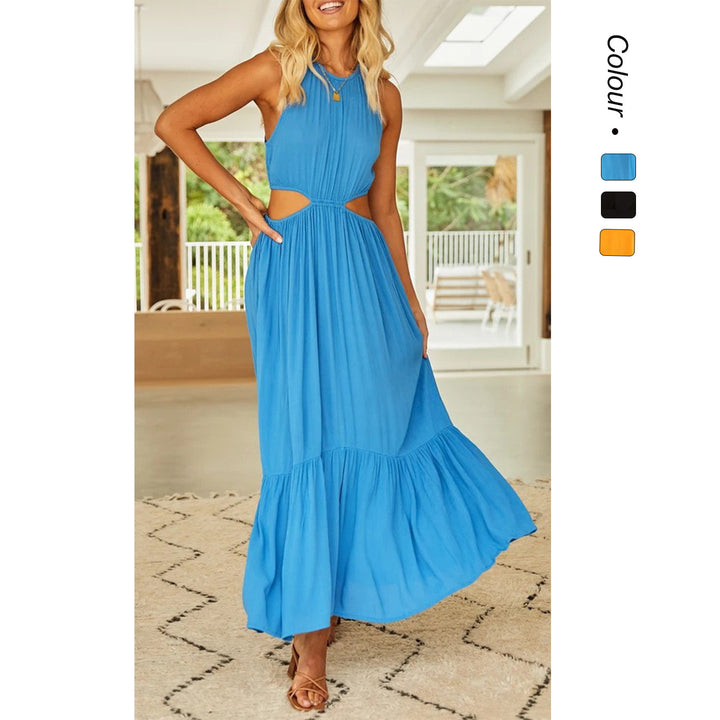 Ladies maxi dress with side cut-outs and flared skirt Lune London