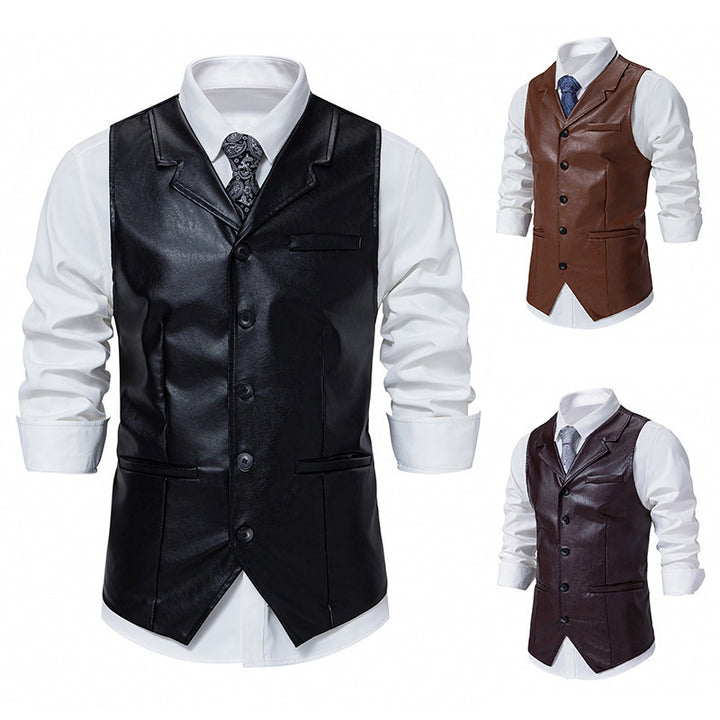 Men's elegant synthetic leather vest Lisslune