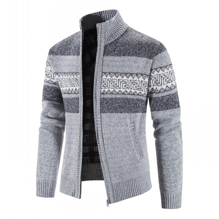 Men's cardigan with high collar and attractive patterns Lisslune