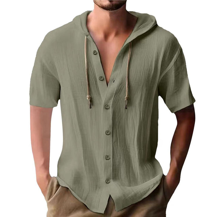 Men's casual short-sleeve shirt with hood Lisslune