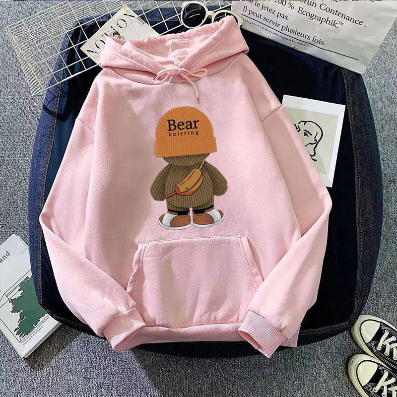 Women's hoodie with playful bear design and high-quality fleece Lisslune