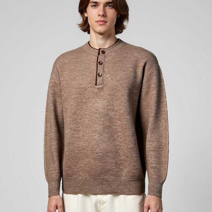 Men's Classic Pullover with Button Placket Lisslune