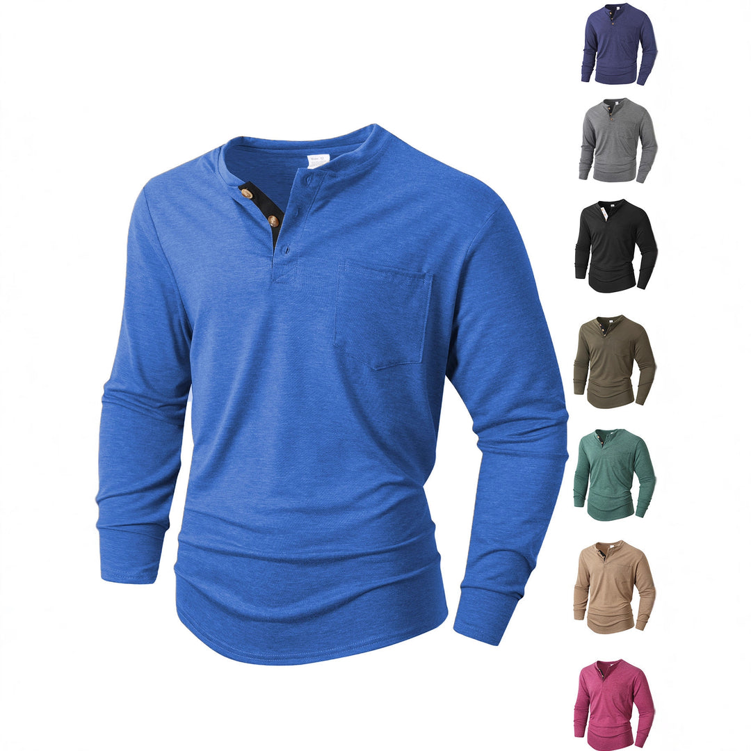 Men's long-sleeve shirt with button placket and practical chest pocket Lisslune