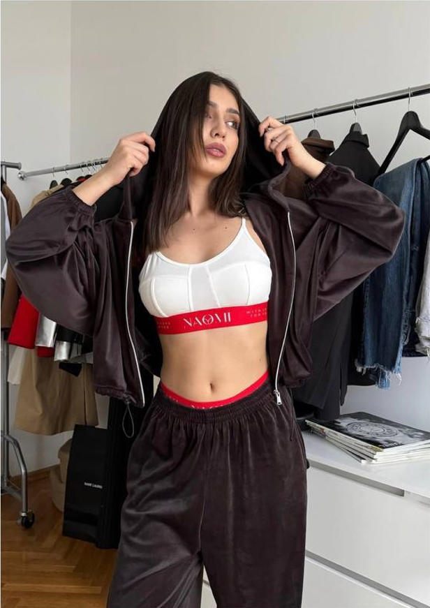 Women's sporty velour jacket with hood Lisslune