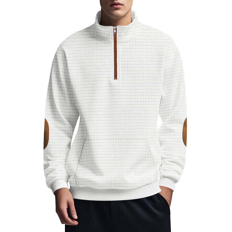 Men's sporty sweater with half zipper and structured surface Lisslune