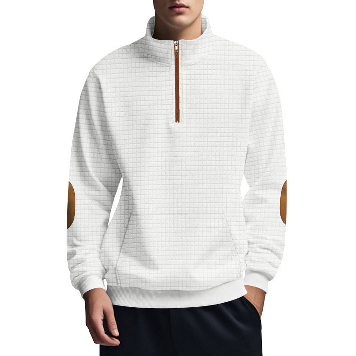 Men's sporty sweater with half zipper and structured surface Lisslune