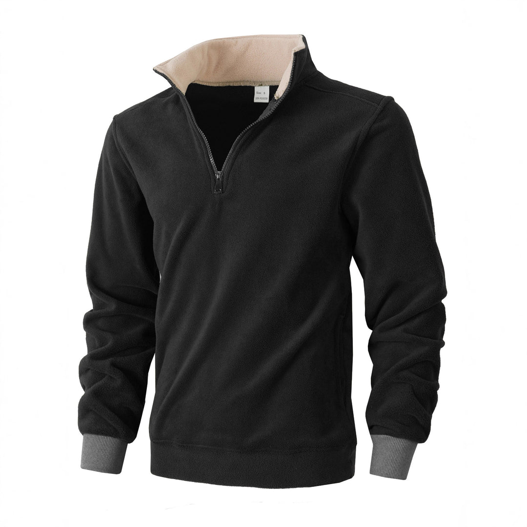 Men's Fleece Pullover with Half-Zip and Elastic Cuffs Lisslune