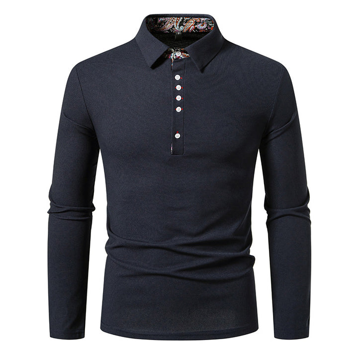 Men's long sleeve shirt with elegant breast pockets and modern stand-up collar Lisslune