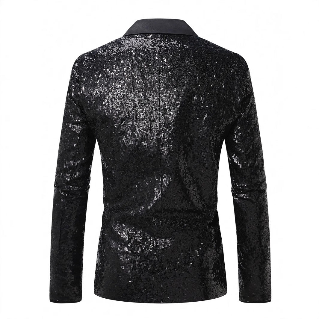 Men's festive sequin blazer with elegant satin lapel Lisslune