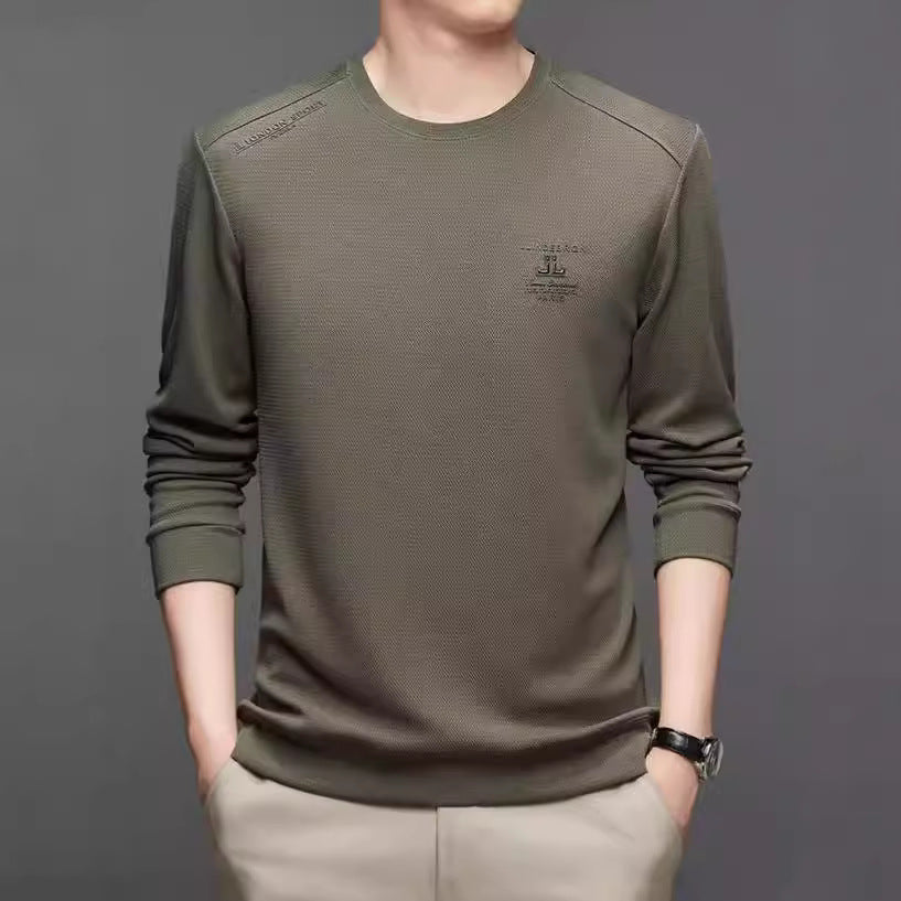 Men's Athletic Long Sleeve Sweater with Textured Design Lisslune