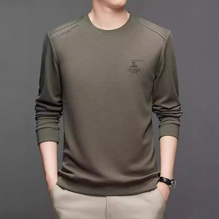 Men's Athletic Long Sleeve Sweater with Textured Design Lisslune