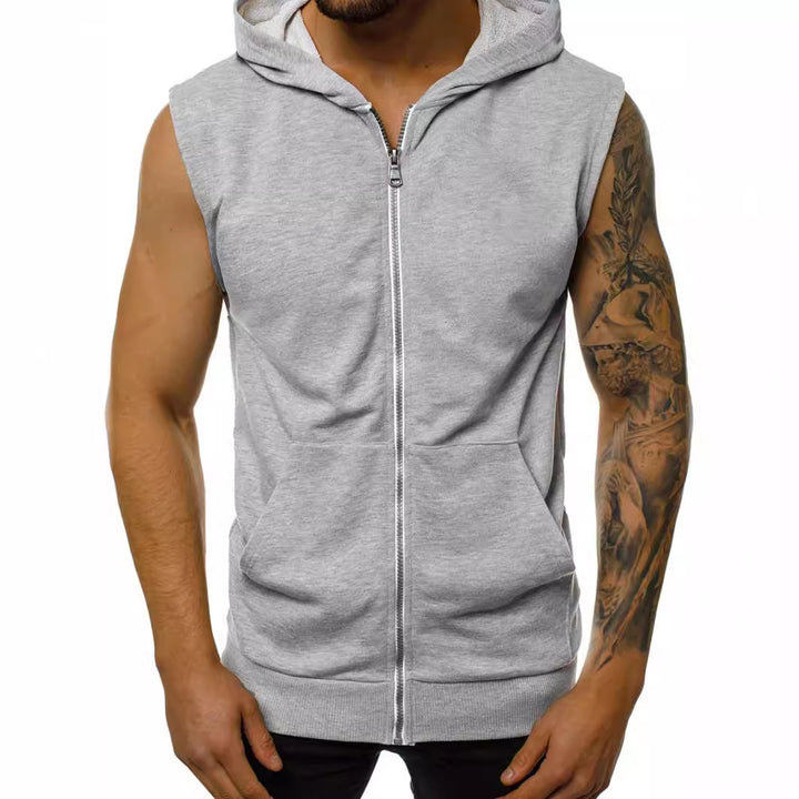 Men's sleeveless hoodie with full zip and practical pockets Lisslune
