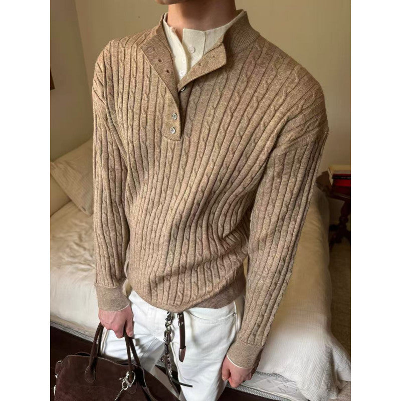 Men's fine-knit sweater with decorative button details Lisslune