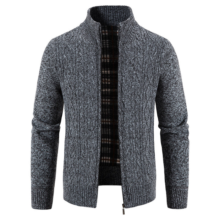 Men's cardigan with high collar and textured design Lisslune